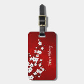 Name der Blütenblume für Rot und Weiß Gepäckanhänger (Vorderseite vertikal)