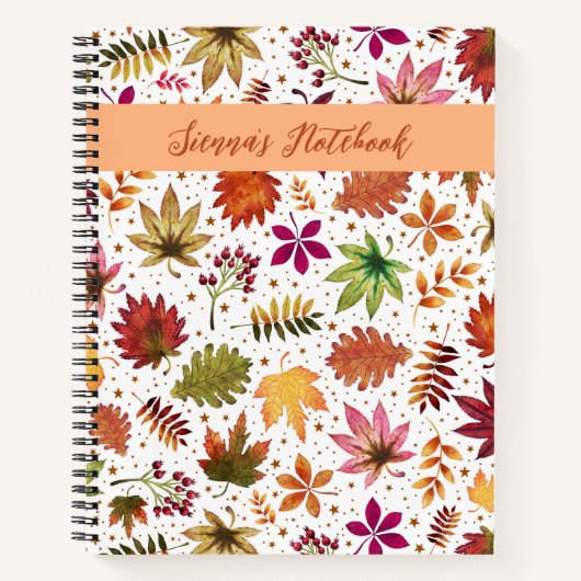 Name der botanischen Herbstlaub im Herbst Notizblock (Vorderseite)