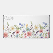 Name der botanischen Wildblume Monogramm weiß Schreibtischunterlage (Vorderseite)