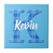 Name der Boys Benutzerdefinierter Karierter Buchst Fliese (Vorderseite)
