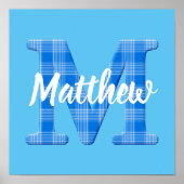 Name der Boys Benutzerdefinierter Karierter Buchst Poster (Vorne)