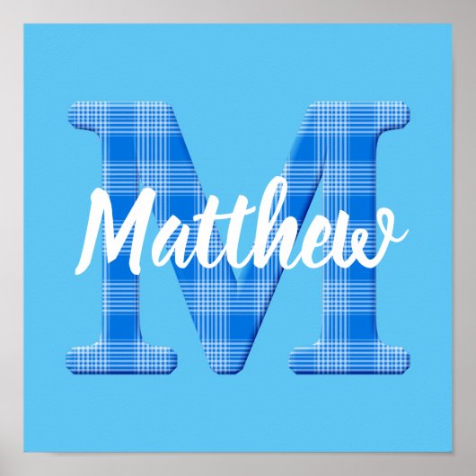 Name der Boys Benutzerdefinierter Karierter Buchst Poster (Vorne)
