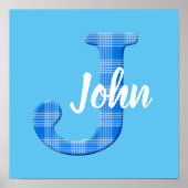 Name der Boys Karierter Buchstabe J Poster (Vorne)