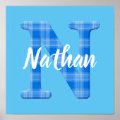 Name der Boys Karierter Buchstabe N Poster (Vorne)