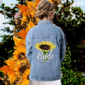 Name der Braut Gelbe Sonnenblumen Blumenzehen Jeansjacke