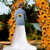 Name der Braut Gelbe Sonnenblumen Blumenzehen Jeansjacke