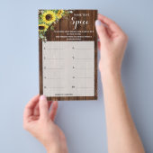 Name der Brautparty-Spielkarte für Gewürzsonnenblu Flyer (Handgriff)