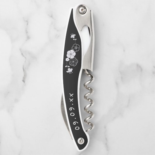 Name der Bridesmaid Datum Künstlerischer schwarzer Kellnermesser (Rückseite)