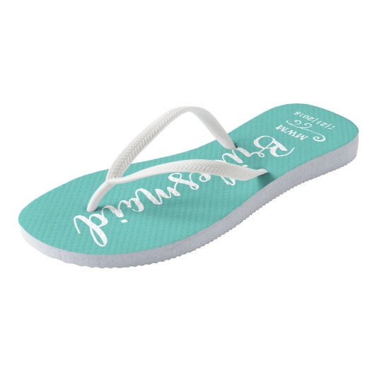 Name der Bridesmaid-Gastgeschenk Hochzeit oder Mon Badesandalen (Schrägansicht)