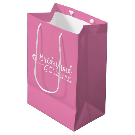 Name der Bridesmaid-Gastgeschenk Hochzeit oder Mon Mittlere Geschenktüte (Vorderseite Schrägansicht)