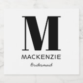 Name der Bridesmaid Monogram Schaumweinetikett (Einzelnes Label)