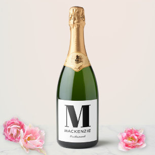 Name der Bridesmaid Monogram Schaumweinetikett