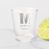 Name der Bridesmaid Monogram Schnapsglas (Rückseite)