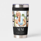 Name der Collage des Schwarz-weißen Fotos Thermobecher (Vorderseite)