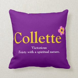 Name der Collette bedeutet lila rosa Blume Kissen
