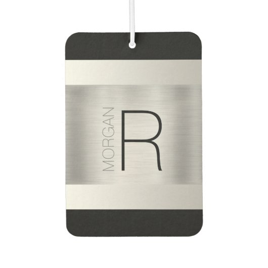 Name der DIY Monogramm, Schwarzer, Grauer Text, Si Autolufterfrischer (Vorderseite)