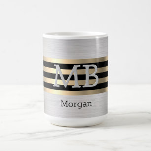 Name der DIY-Monogramm, Yel Gold-Pinselsilber, bla Kaffeetasse