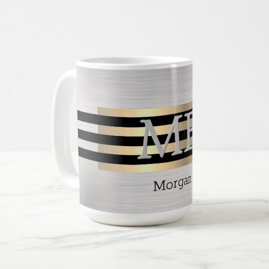 Name der DIY-Monogramm, Yel Gold-Pinselsilber, bla Kaffeetasse (Vorderseite Links)