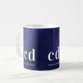 Name der dunkelblauen Monogramm-Initialen Kaffeetasse (Vorderseite Links)