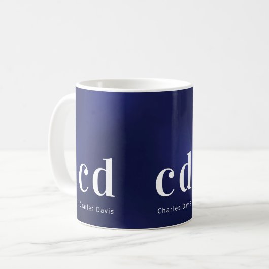 Name der dunkelblauen Monogramm-Initialen Kaffeetasse (Vorderseite Links)