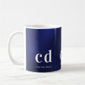 Name der dunkelblauen Monogramm-Initialen Kaffeetasse (Links)