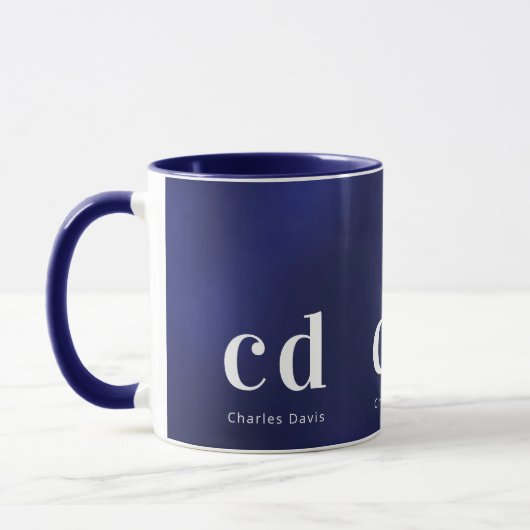 Name der dunkelblauen Monogramm-Initialen Tasse (Links)