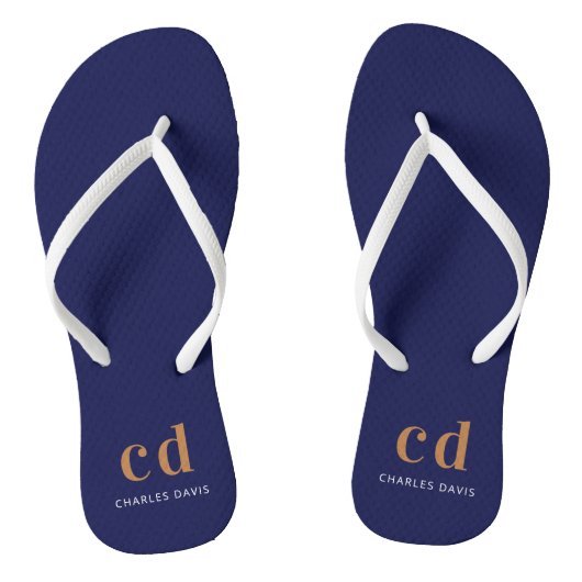 Name der dunkelblauen Monogrammbuchstaben Badesandalen (Fußbett)