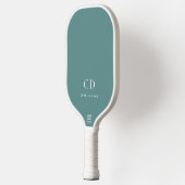 Name der dunkelgrünen Cyan-Monogramm-Initialen Pickleball Schläger (Links)