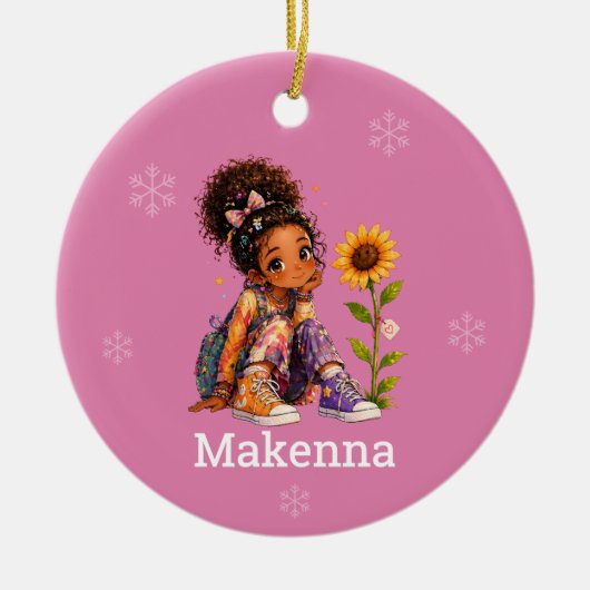 Name der dunkelhaarigen Mädchen Keramik Ornament (Vorne)