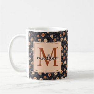 Name der dunklen Herbst-Moody Terracotta-Floral Kaffeetasse