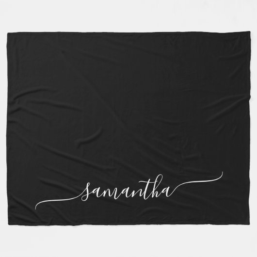 Name der einfachen Schwarz-Weiß-Swash-Signatur Fleecedecke (Vorderseite (Horizontal))