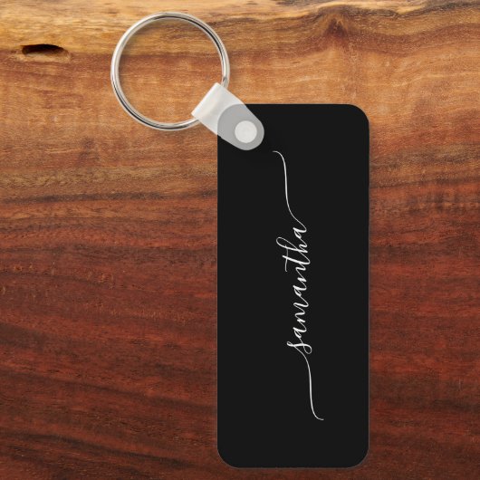 Name der einfachen Schwarz-Weiß-Swash-Signatur Schlüsselanhänger (Vorderseite)