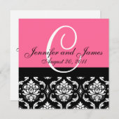 Name der Einladungs-Monogrammnummer Datum rosa Dam Einladung (Vorne/Hinten)