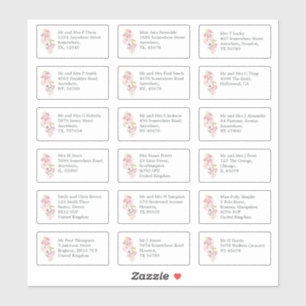 Name der einzelnen Gäste Anschrift Spring Flowers Aufkleber