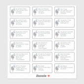 Name der einzelnen Hochzeitsgäste Anschrift Blue F Aufkleber (Blatt)