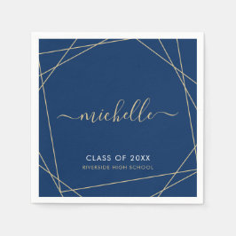 Name der Elegant Royal Blue Gold Graduation Party Serviette