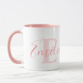 Name der Emilie Bedeutung und rosa Text in Monogra Tasse