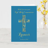 Name der ersten heiligen Kommune mit blauem Goldkr Karte (Gelbe Blume)