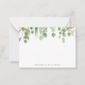 Name der Eukalyptus-Blätter Gold und Grün Mitteilungskarte (Vorderseite)