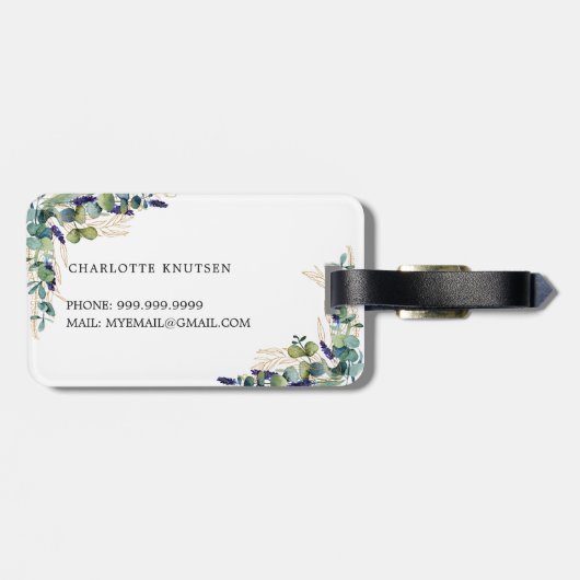 Name der Eukalyptus-goldmonogramm Gepäckanhänger (Rückseite horizontal)