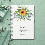 Name der Eukalyptus-Greenry-Schrift "Sonnenblume"  Planer<br><div class="desc">Ein weißer Hintergrund. Mit Sonnenblumen geschmückt und mit Eukalyptus-Pflanzen geschmückt. Fügen Sie einen Namen,  Text hinzu. Der Name wird mit einem modernen handgeschriebenen Stilskript mit Swashes geschrieben. Um die Swashes behalten,  löschen Sie nur den Beispielnamen,  verlass die Leerzeichen oder Emoji's vor und nach dem Namen.</div>