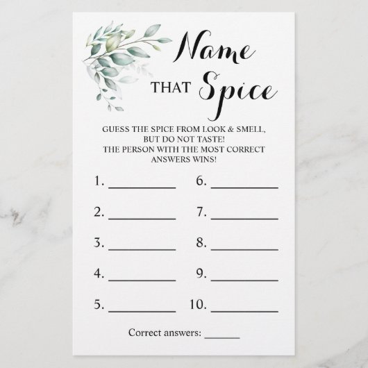 Name der Eukalyptus-Spielkarte für Gewürzgrün Flyer (Vorne)