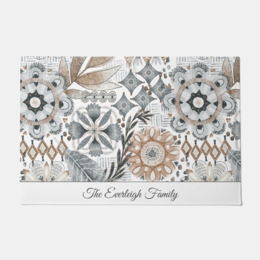 Name der Familie Custom Boho Fall Fußmatte (Vorderseite)