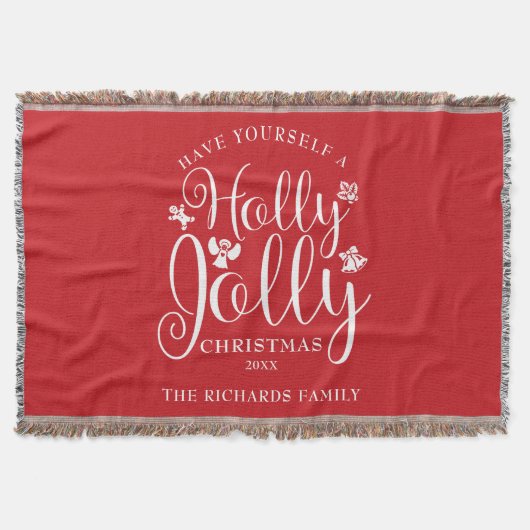 Name der Familie Holly Jolly Decke (Vorderseite)