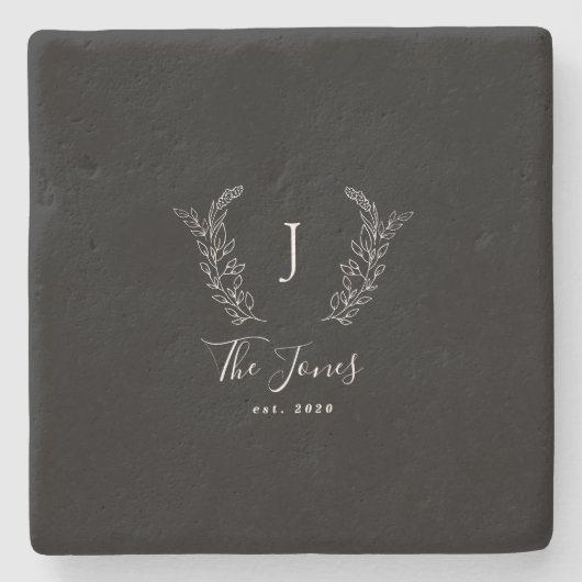 Name der Familie Monogramm personalisiert Steinuntersetzer (Vorderseite)