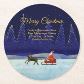 Name der Familie / Organisation Blau hinzufügen + Runder Pappuntersetzer (Vorderseite)