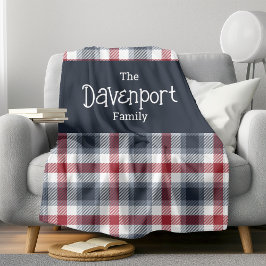 Name der Familie Red White und Blue Tartan Sherpadecke