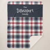 Name der Familie Red White und Blue Tartan Sherpadecke (Vorderseite)