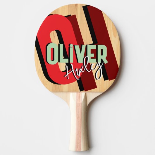 Name der Farbe des Tischtennisspielers Fett Monogr Tischtennis Schläger (Vorderseite)