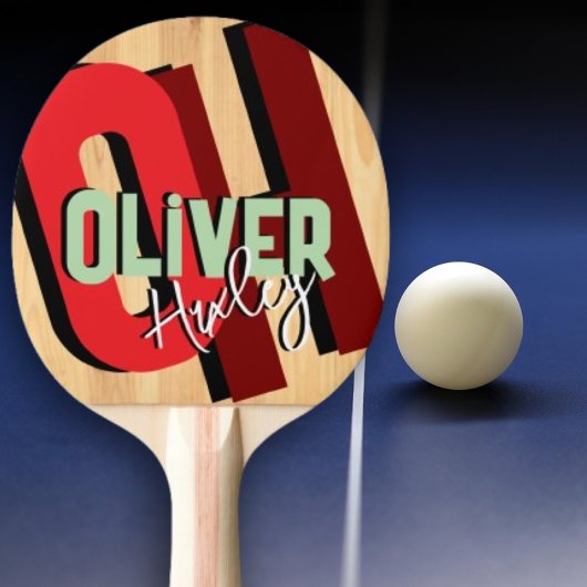 Name der Farbe des Tischtennisspielers Fett Monogr Tischtennis Schläger